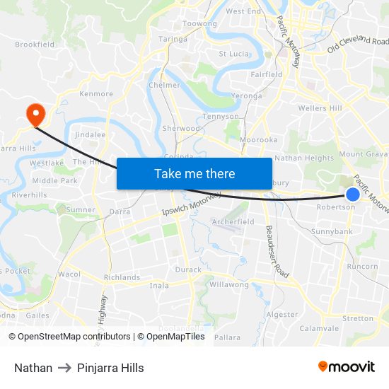 Nathan to Pinjarra Hills map