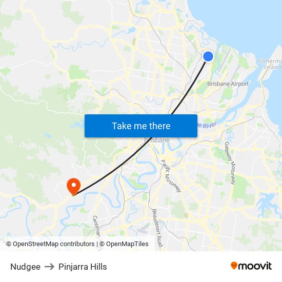 Nudgee to Pinjarra Hills map