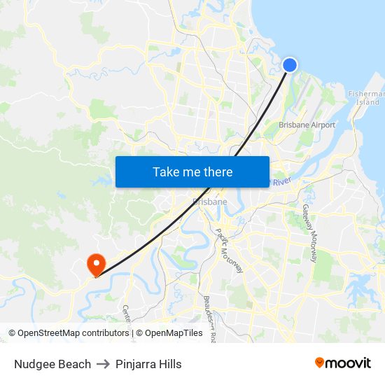 Nudgee Beach to Pinjarra Hills map