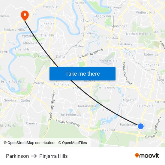 Parkinson to Pinjarra Hills map
