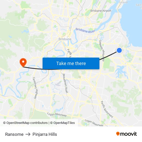 Ransome to Pinjarra Hills map