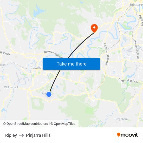 Ripley to Pinjarra Hills map