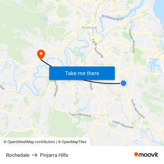 Rochedale to Pinjarra Hills map