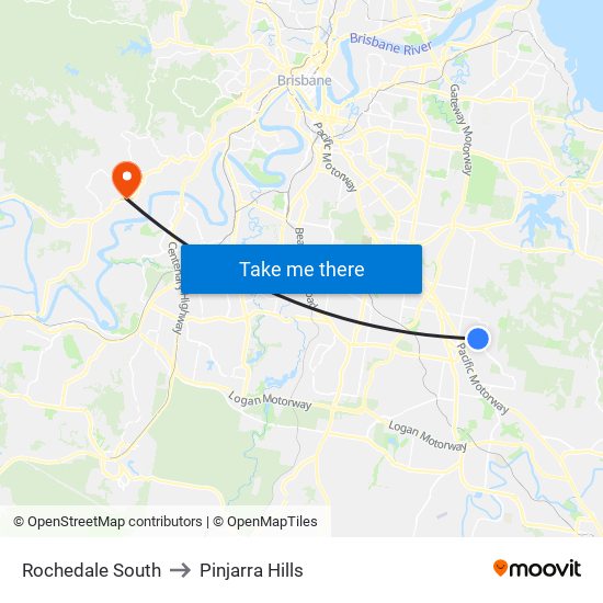 Rochedale South to Pinjarra Hills map