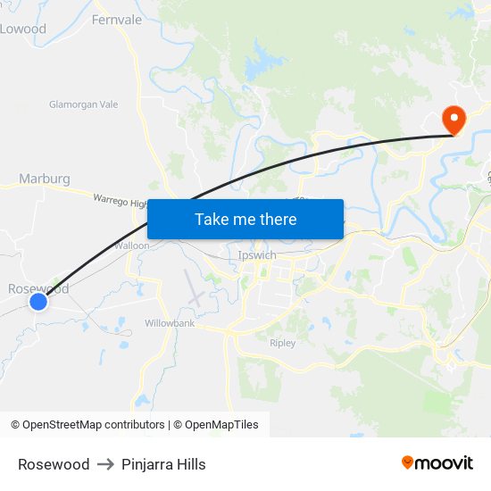 Rosewood to Pinjarra Hills map