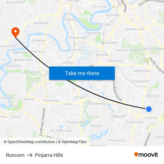 Runcorn to Pinjarra Hills map