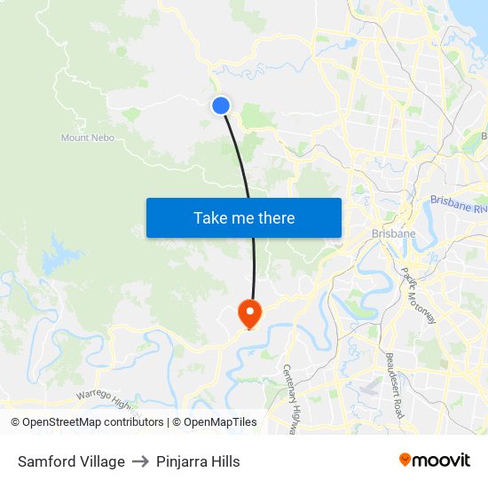 Samford Village to Pinjarra Hills map
