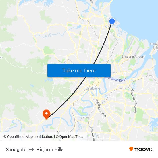 Sandgate to Pinjarra Hills map