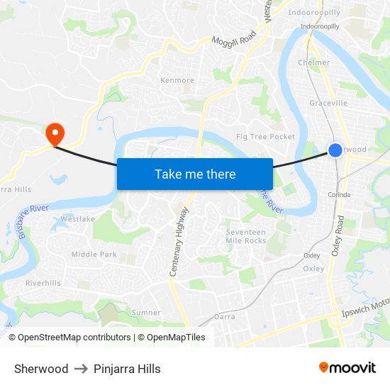 Sherwood to Pinjarra Hills map