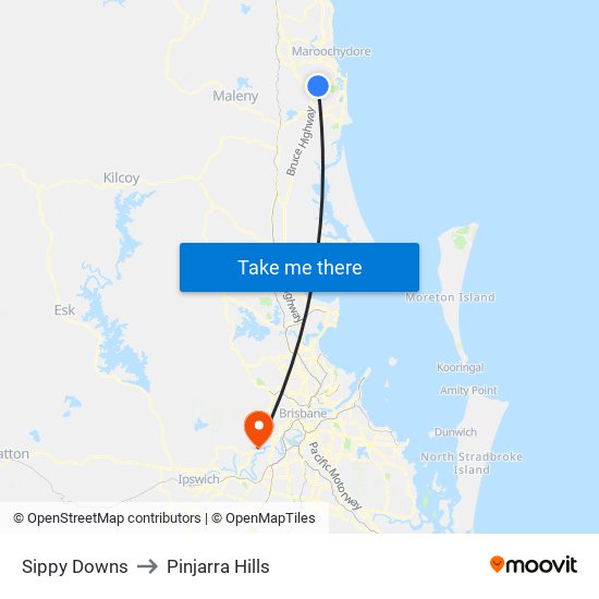 Sippy Downs to Pinjarra Hills map