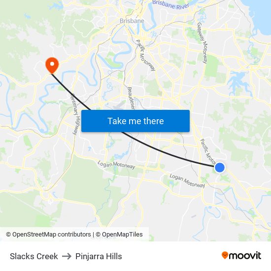 Slacks Creek to Pinjarra Hills map