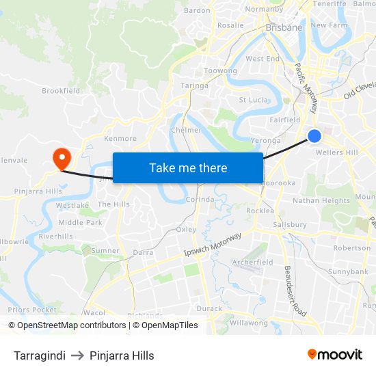 Tarragindi to Pinjarra Hills map