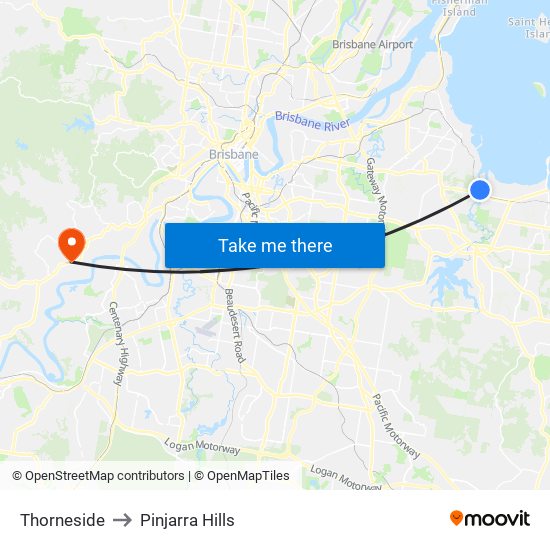 Thorneside to Pinjarra Hills map