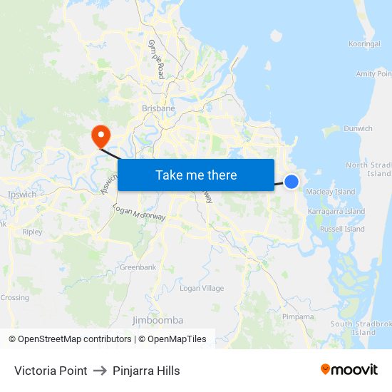 Victoria Point to Pinjarra Hills map