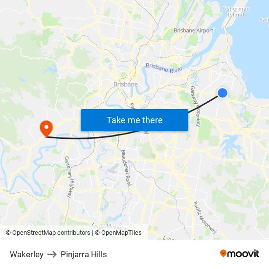 Wakerley to Pinjarra Hills map