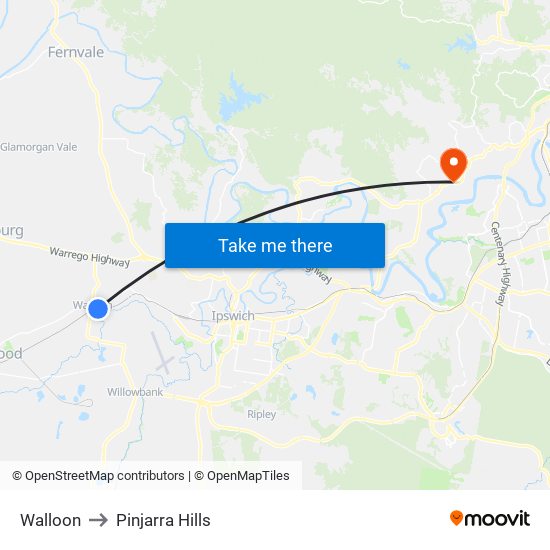 Walloon to Pinjarra Hills map