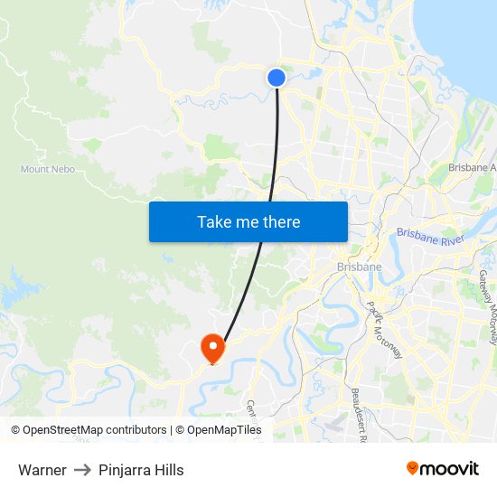 Warner to Pinjarra Hills map