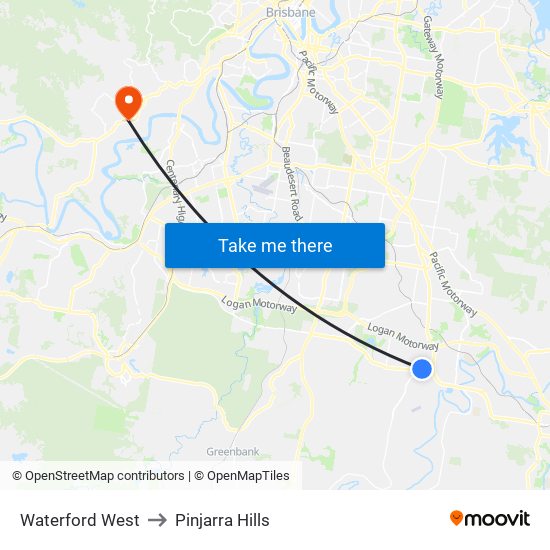 Waterford West to Pinjarra Hills map