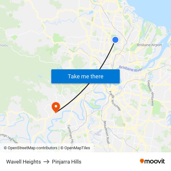 Wavell Heights to Pinjarra Hills map