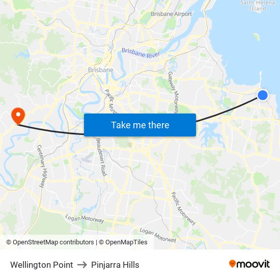Wellington Point to Pinjarra Hills map