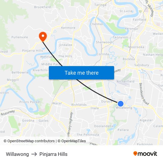 Willawong to Pinjarra Hills map