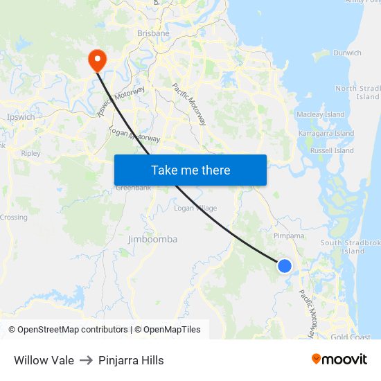 Willow Vale to Pinjarra Hills map