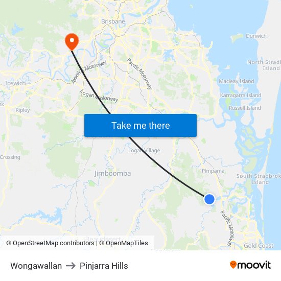 Wongawallan to Pinjarra Hills map