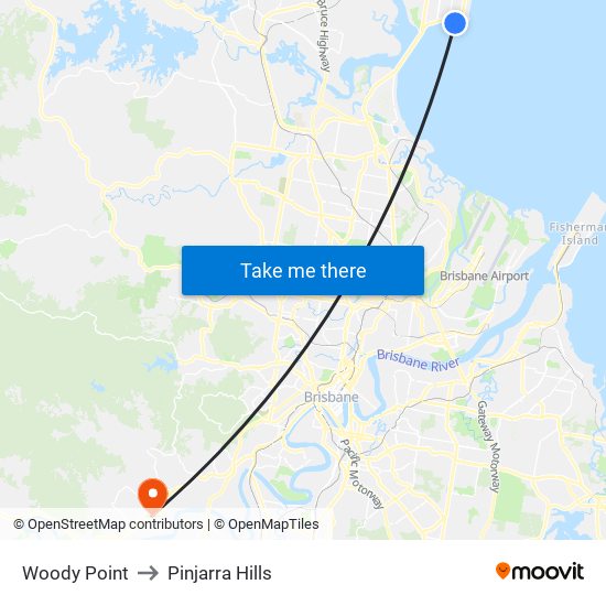 Woody Point to Pinjarra Hills map