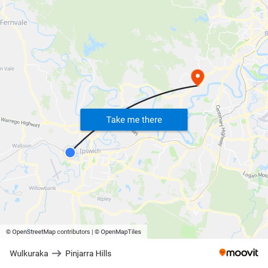 Wulkuraka to Pinjarra Hills map