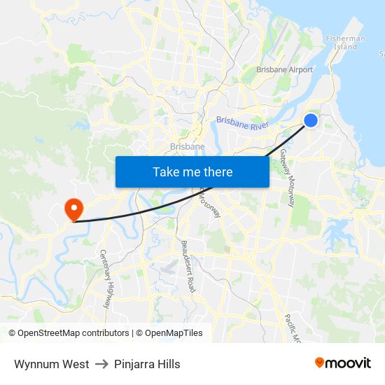 Wynnum West to Pinjarra Hills map