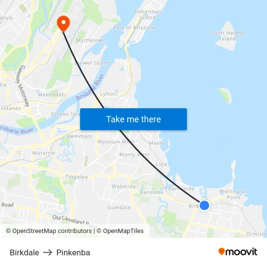 Birkdale to Pinkenba map