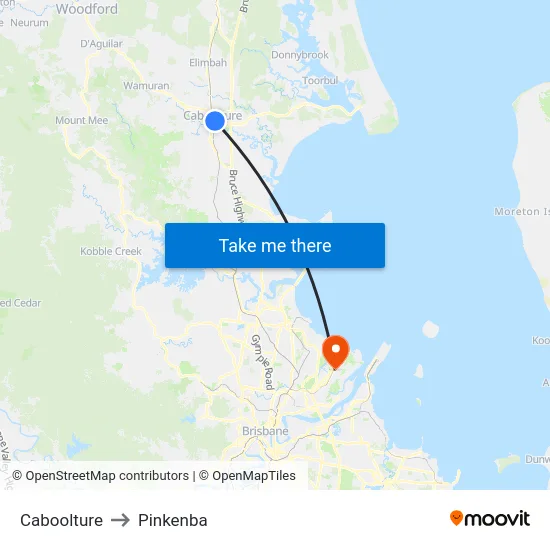 Caboolture to Pinkenba map