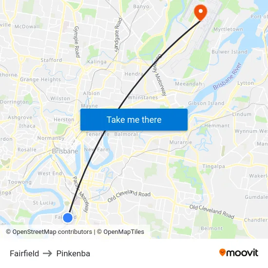 Fairfield to Pinkenba map