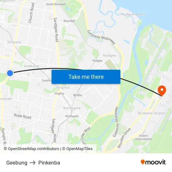 Geebung to Pinkenba map
