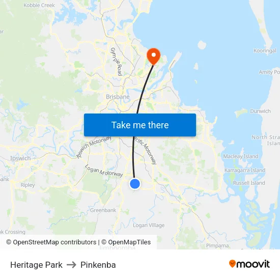 Heritage Park to Pinkenba map