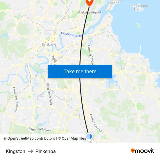 Kingston to Pinkenba map