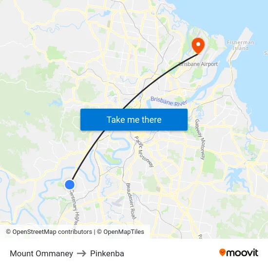 Mount Ommaney to Pinkenba map