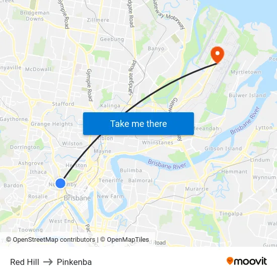 Red Hill to Pinkenba map