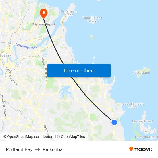 Redland Bay to Pinkenba map