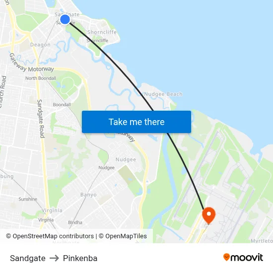 Sandgate to Pinkenba map