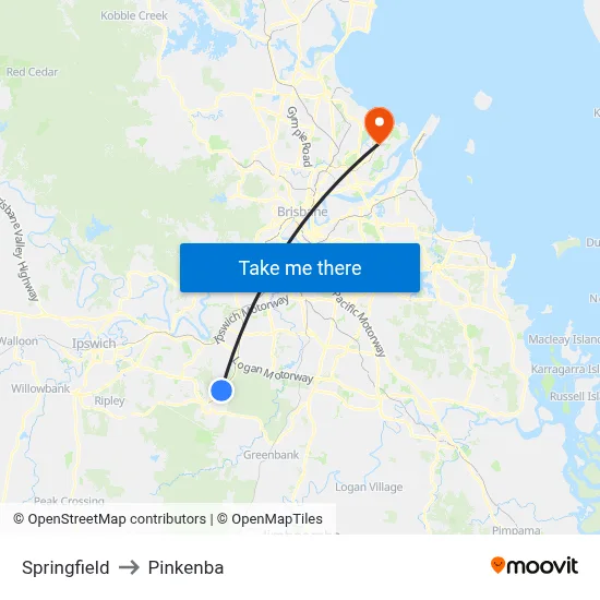 Springfield to Pinkenba map