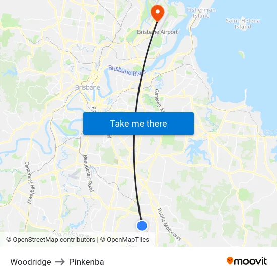 Woodridge to Pinkenba map