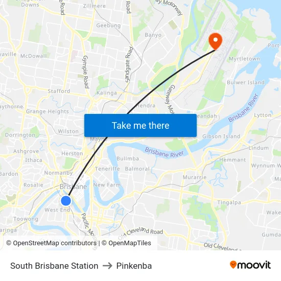 South Brisbane Station to Pinkenba map