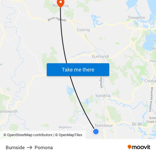 Burnside to Pomona map