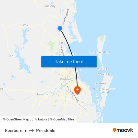 Beerburrum to Priestdale map