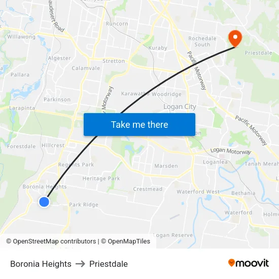 Boronia Heights to Priestdale map