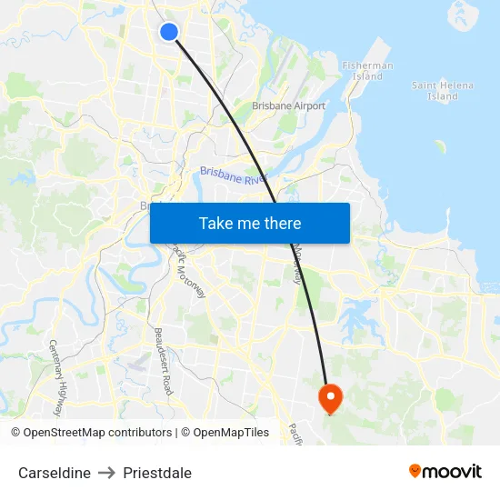 Carseldine to Priestdale map