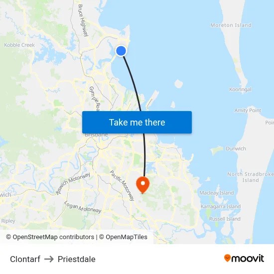 Clontarf to Priestdale map