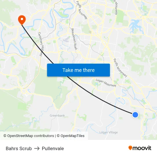 Bahrs Scrub to Pullenvale map