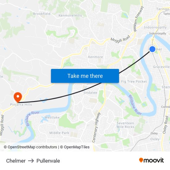 Chelmer to Pullenvale map